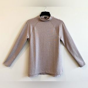 Ann Taylor Heathered Taupe Mock Neck Long Sleeve Tunic Top Size M